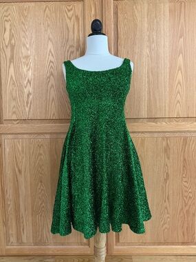 Vintage Betsey Johnson Punk Label Textured Metallic Skater Dress RARE